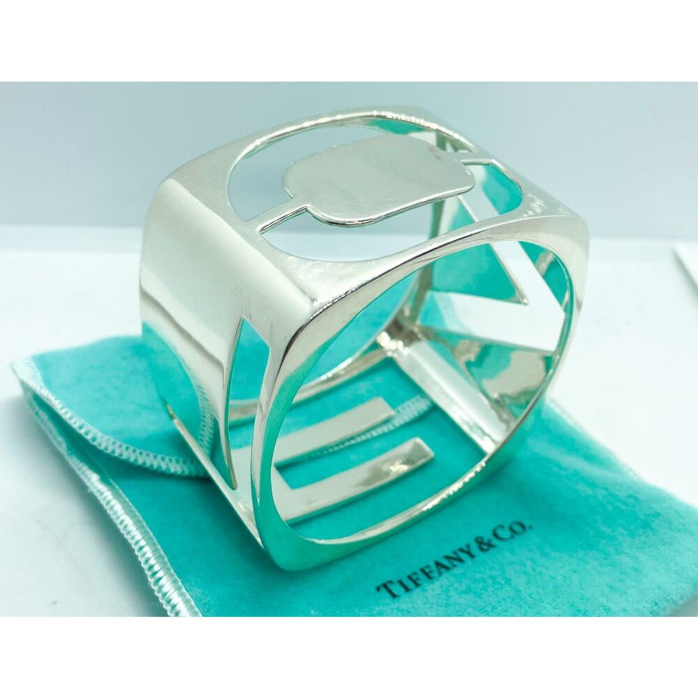 Tiffany & Co. Love Era Stencil Cuff Bangle Bracelet Silver Wrist Size 6.25-6.75" - Picture 13 of 16
